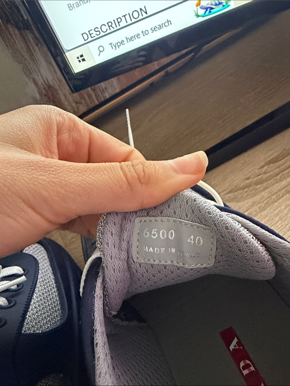 Prada Men’s Blue and White Leather-Trim Sneakers - Picture 11 of 15